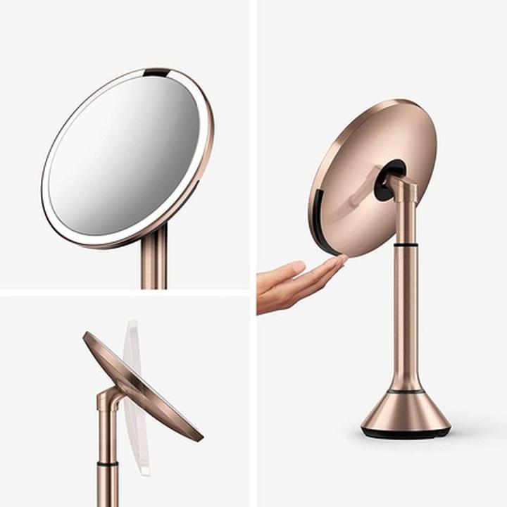 Actual product image Simplehuman Cosmetic mirror with sensor touch control rose gold