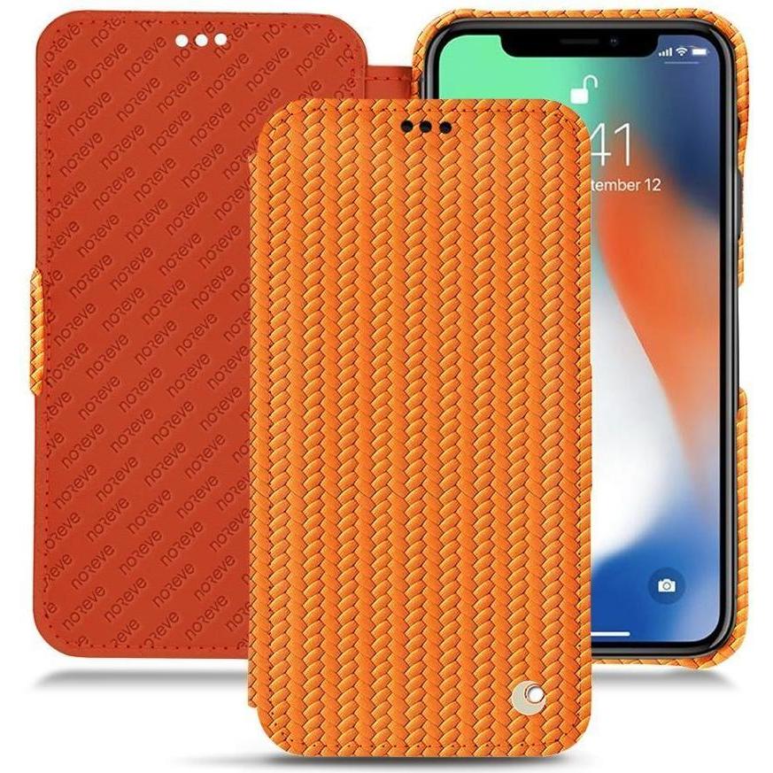 Thumbnail - Noreve Lederschutzhülle horizontal (Apple iPhone XS Max), Smartphone Hülle, Orange