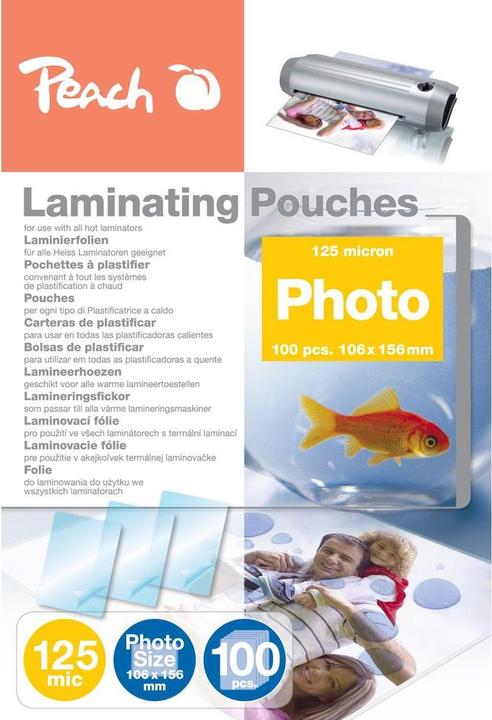 Image du produit Peach Feuille de plastification Taille de la photo (10 x 15 cm, 100 pcs, 125 µm)