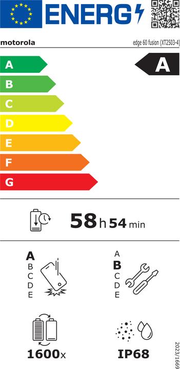 Label énergétique Motorola Edge 60 Fusion (256 Go, Pantone Slipstream, 6.67", Double SIM, 5G)
