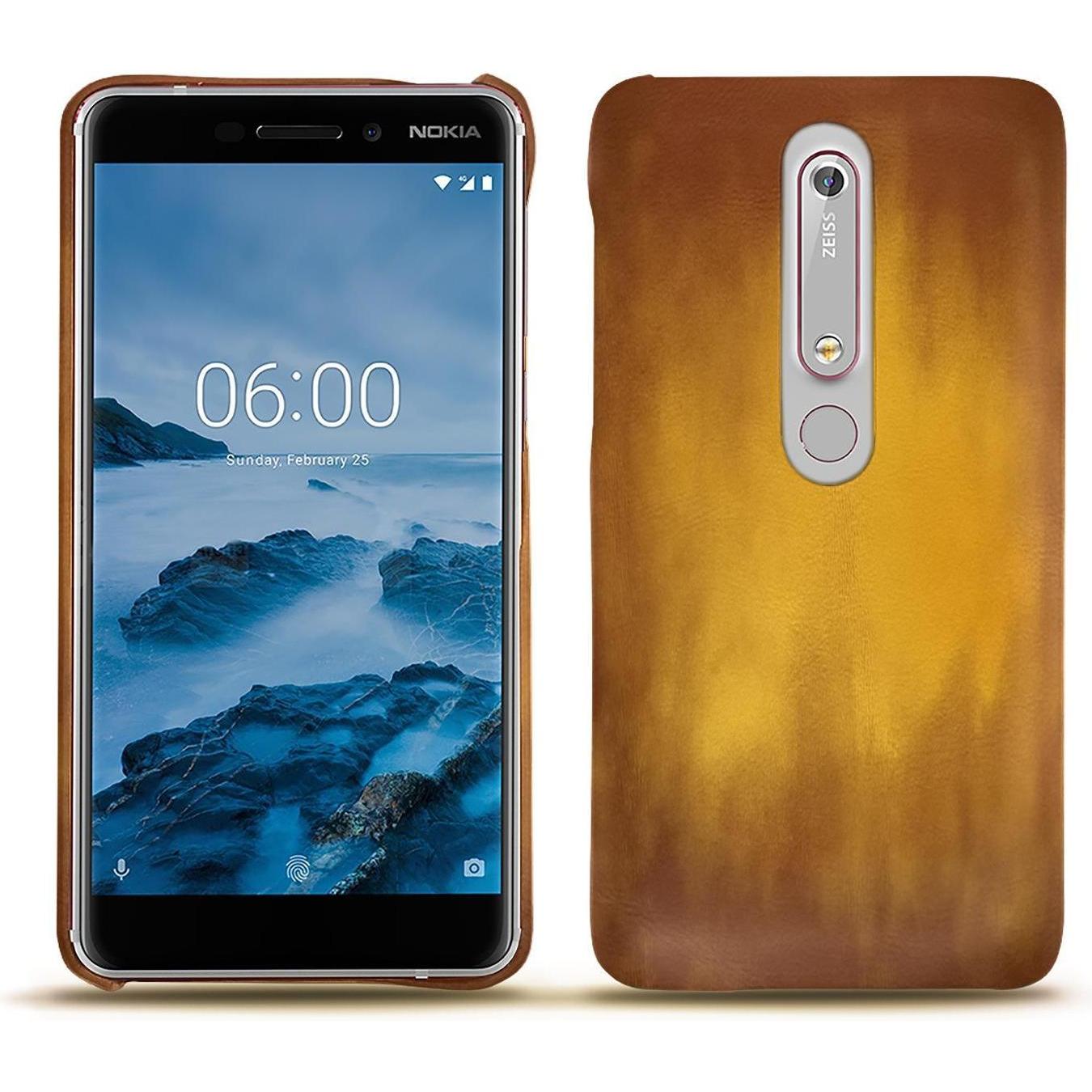 Noreve Lederschutzhülle (Nokia 6 (2018)), Smartphone Hülle, Gold