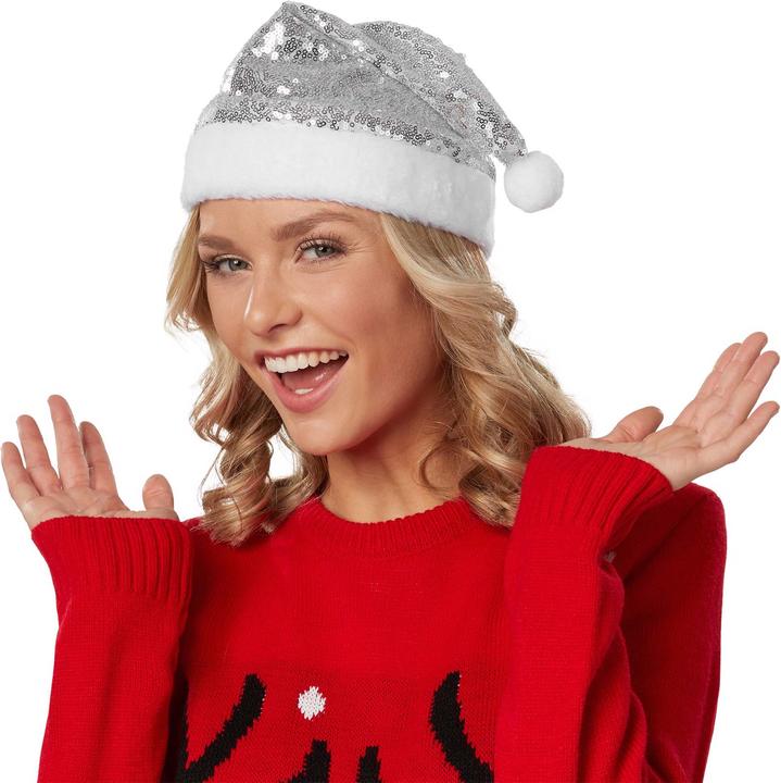 Actual product image tectake Santa Hat with Silver Sequins
