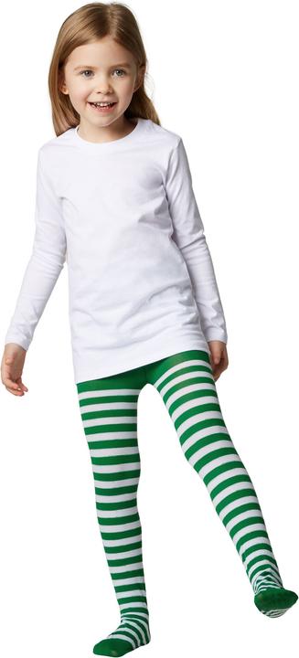 Image du produit tectake Collants à rayures pour enfants vert-blanc (110, 128)
