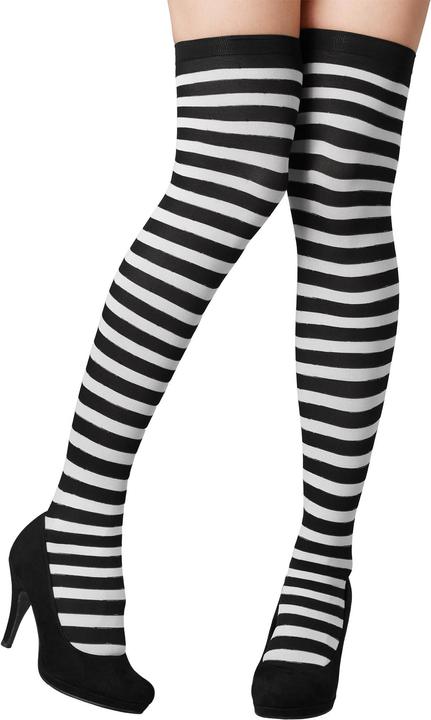 tectake Chaussettes montantes à rayures noires et blanches (Taille unique)