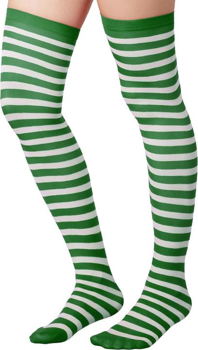 Produktbild tectake Gestreifte Overknee-Strümpfe grün-weiss (One Size)