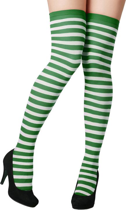 Produktbild tectake Gestreifte Overknee-Strümpfe grün-weiss (One Size)