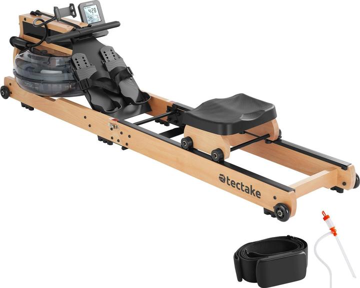 tectake Holzrudergerät Titan, klappbar, 150kg belastbar, Bluetooth