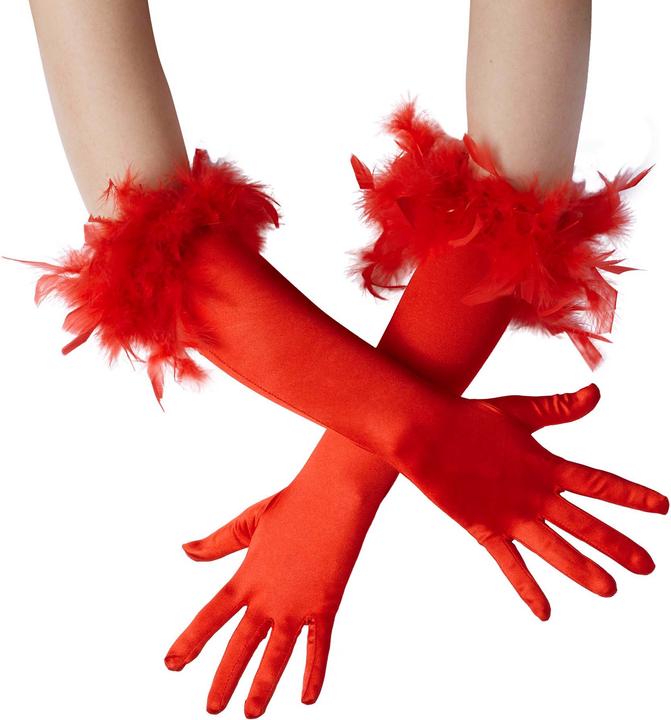 Image du produit tectake Gants longs en satin avec plumes