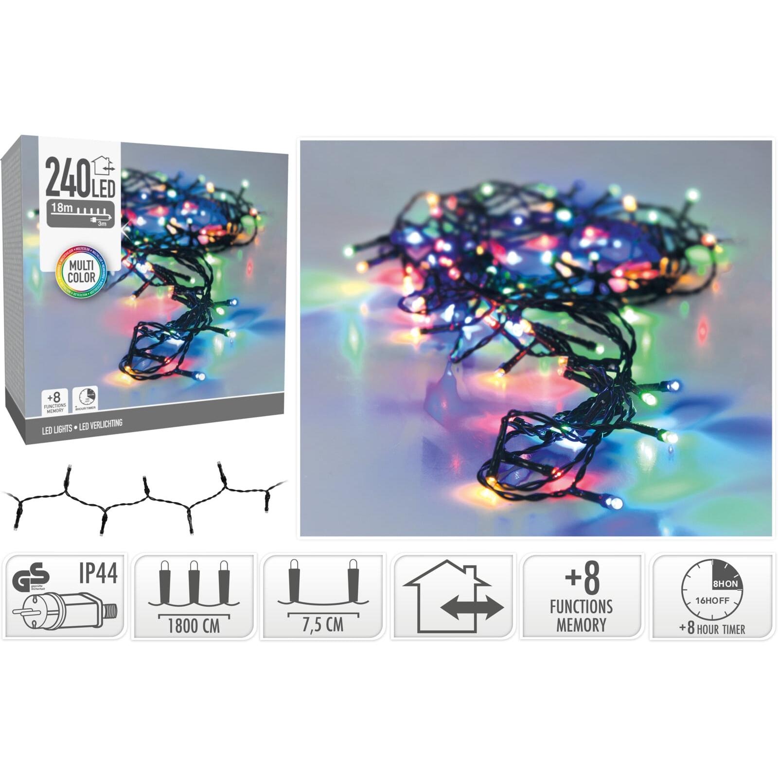 Mondex, Catena luminosa, ŁAŃCUCH LED 240L MULTI ZEWNĘTRZNE 18m +8funkcji (0.13 m)