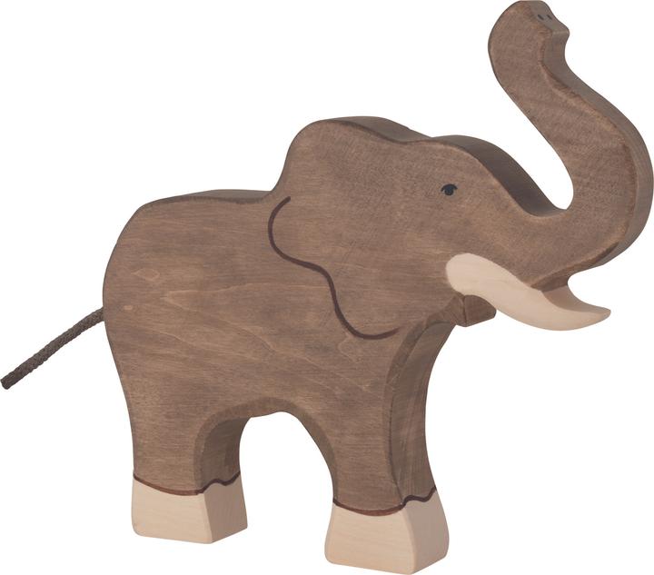 Holztiger Elefant, Rüssel hoch