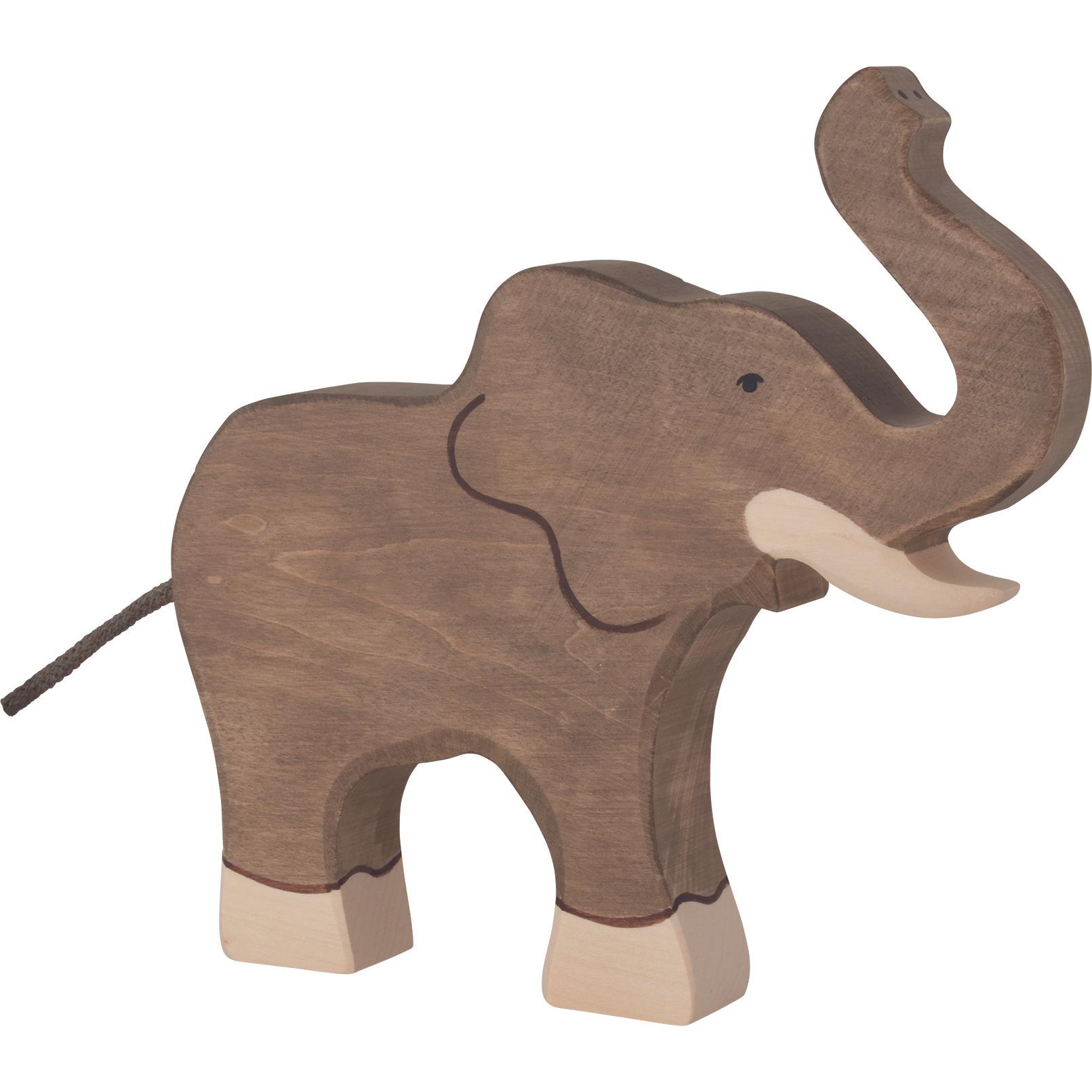 Holztiger Elefant, Rüssel hoch