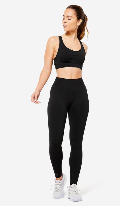 Immagine prodotto Decathlon Reggiseno sportivo da donna con supporto leggero e spalline incrociate - nero (S)