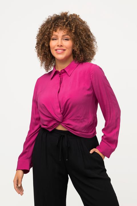 Produktbild Ulla Popken Hemdbluse, Knoten, kurz, Hemdkragen, Langarm (54)