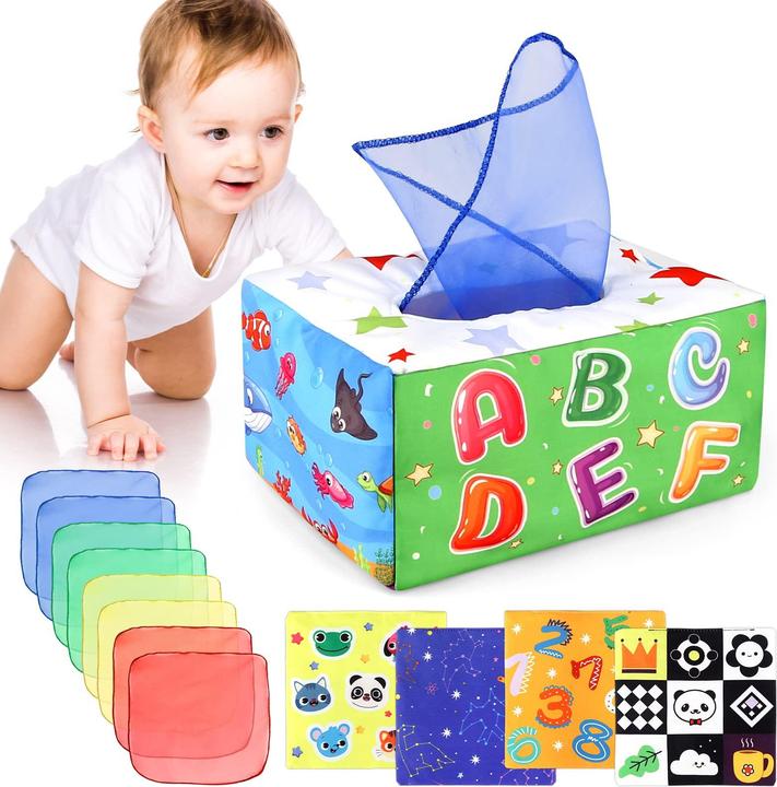 Produktbild Activity Board Tissue Box Baby Contrast Toy mit weichen Seidentüchern