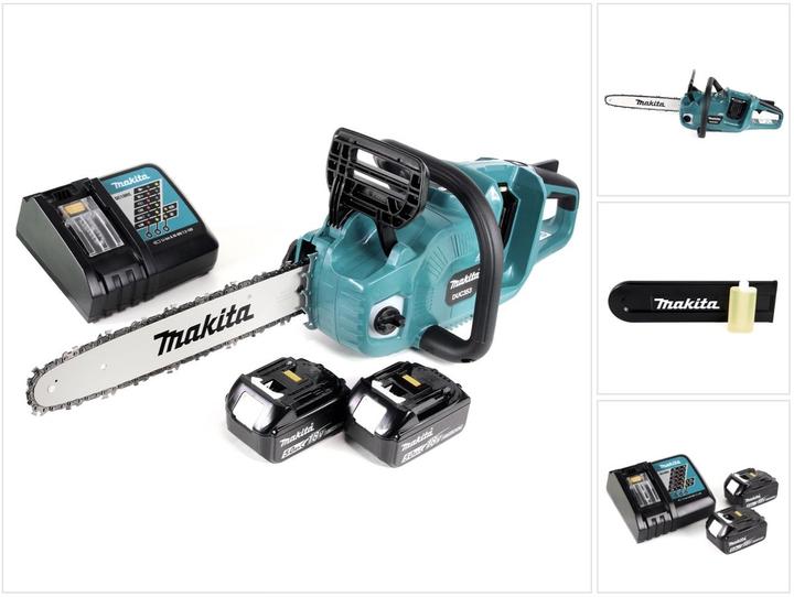 Produktbild Makita DUC 353 RT2 Akku Kettensäge 36V ( 2x18V ) Brushless 35 cm + 2x 5,0 Ah Akku + Ladegerät (Akku Kettensäge)