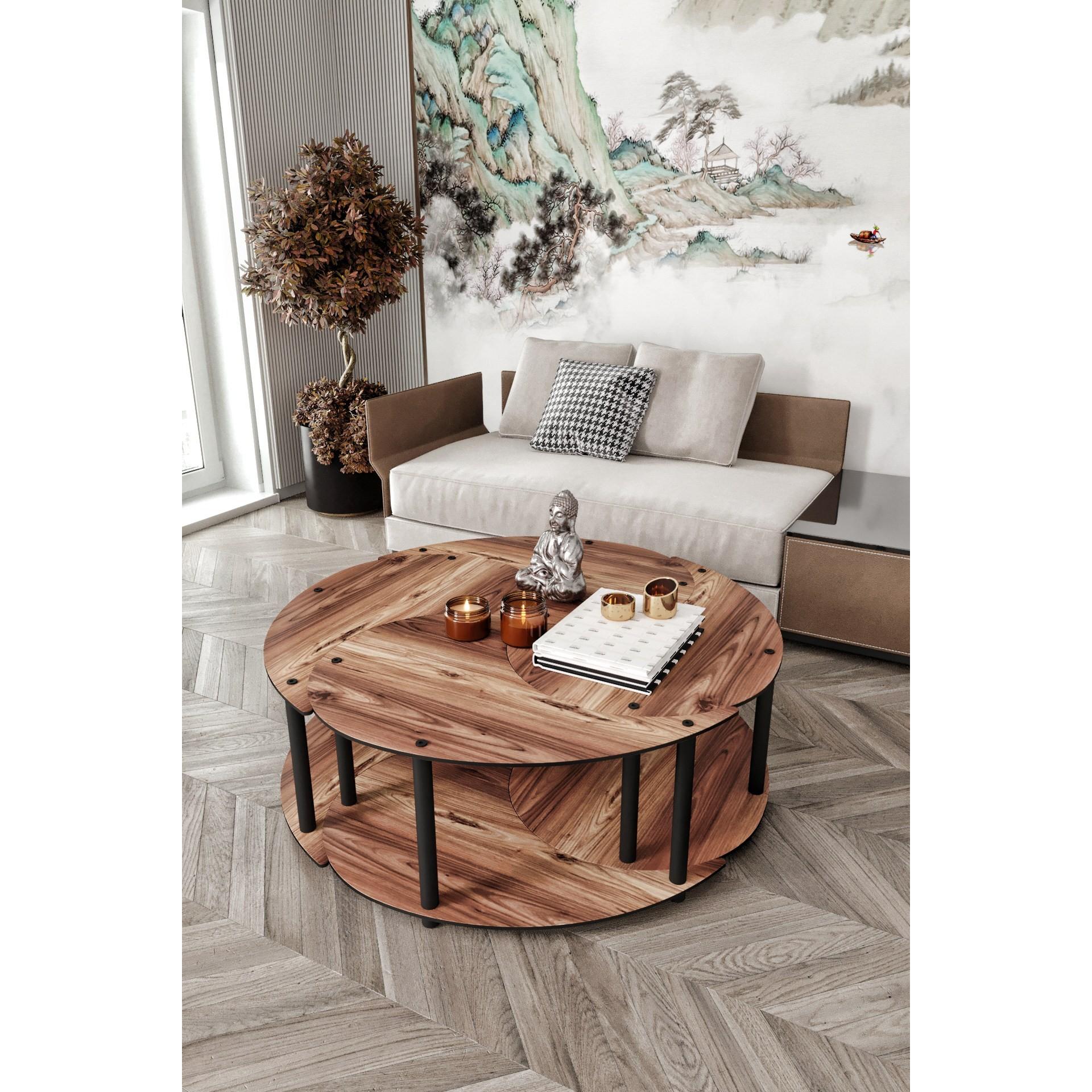 Thumbnail - Hanah Home, Couchtisch + Beistelltisch, Yin Yang Coffee Table 4 Set (70 x 38 x 70 cm)