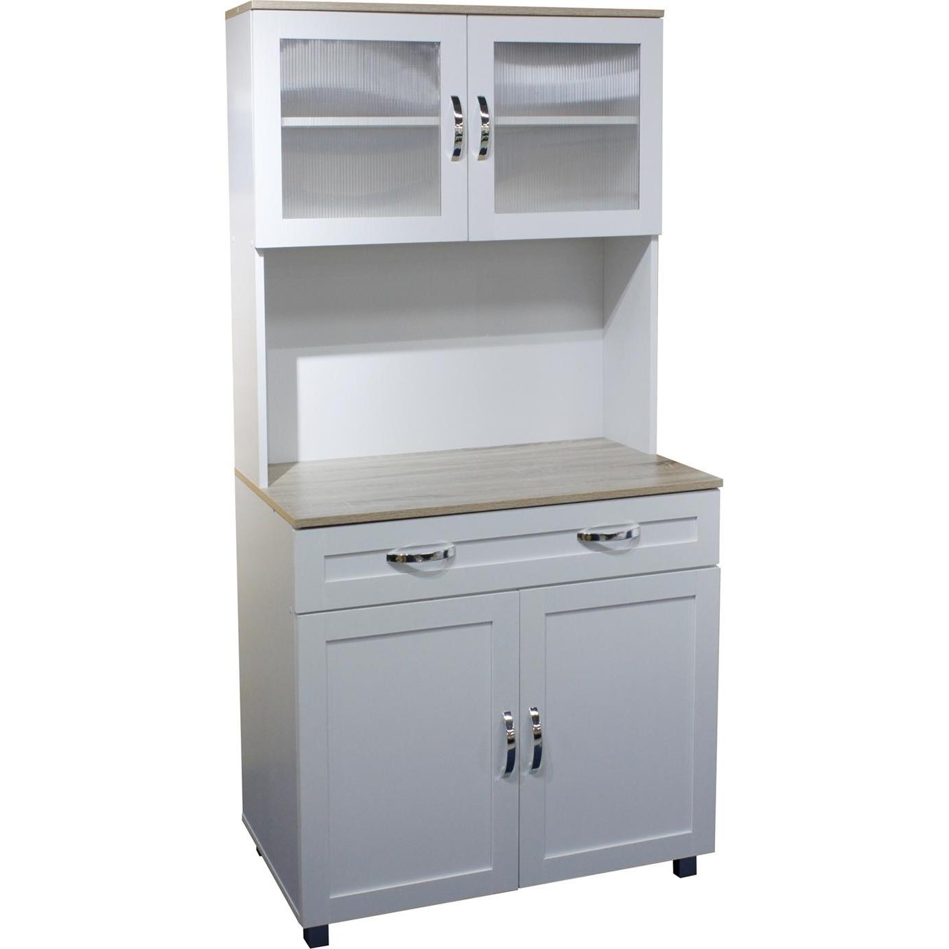 HTI-Living, Regal, Küchenbuffet mit Glasteil Weiss Blanca