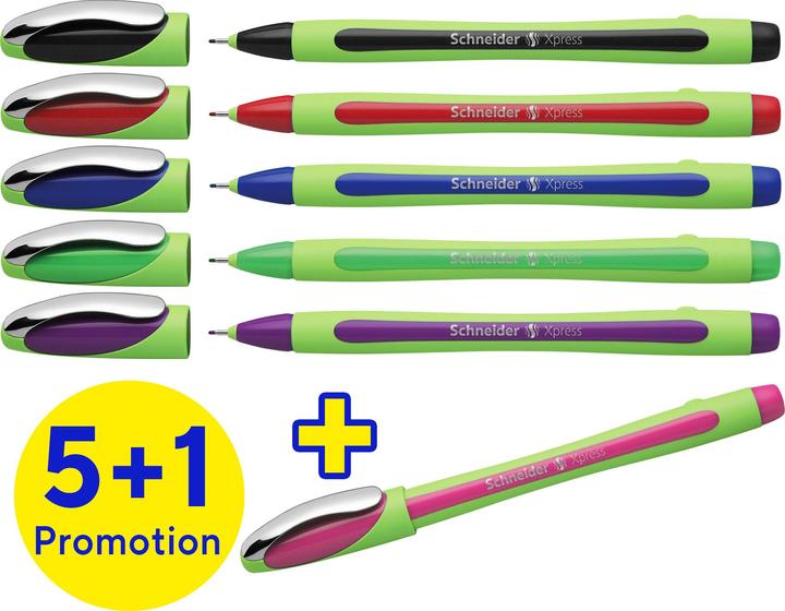 Produktbild Schneider 6 Xpress Fineliner farbsortiert 0,8 mm (Mehrfarbig, 6 x)