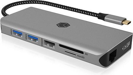 Actual product image Icy Box DockingStation with 8K, Gigabit LAN & 100W PD IB-DK4061-CPD (USB-C, 5 ports)