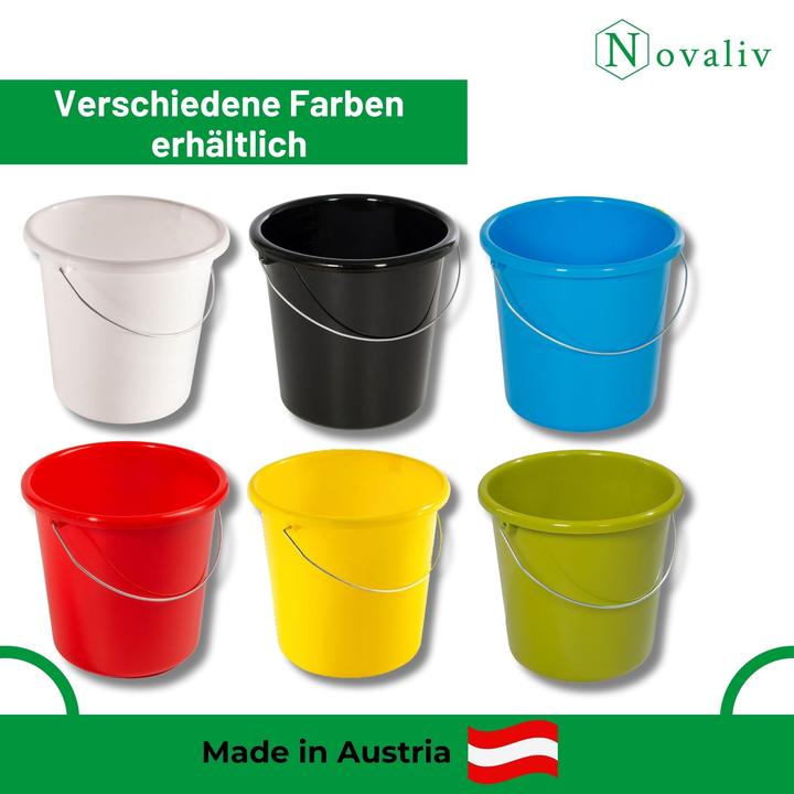 Produktbild Novaliv 4 Stück Eimer 10L Schwarz mit Masseinteilung - Putzeimer 10 Liter? 28,5 cm Praktischer Allro (4 Stk.)