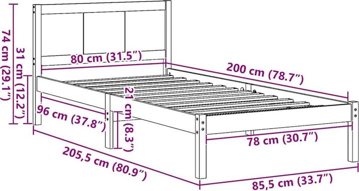 Image du produit vidaXL Bettgestell (80 x 200 cm)