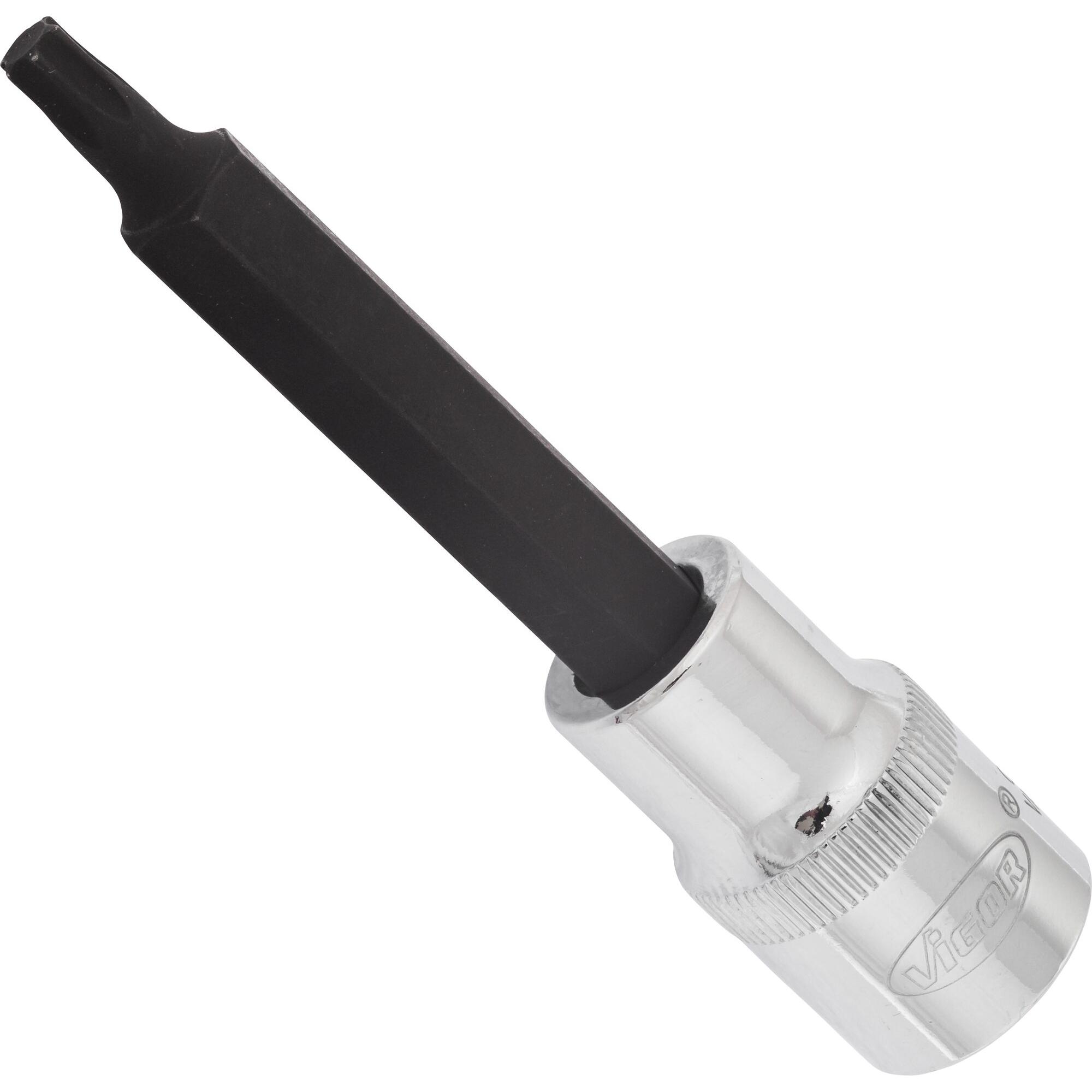 Vigor, Steckschlüssel + Stecknuss, T Schraubendreher-Einsatz ∙ V2165 ∙ Vierkant12,5 mm (1/2 Zoll) ∙ T Profil ∙ T30