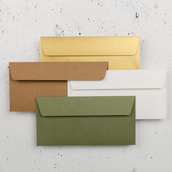 Produktbild Clairefontaine Packung mit 20 Umschlägen Pollen DL 110x220 120g/m2 - Salbeigrün (110 x 220 mm, dl, 20x)