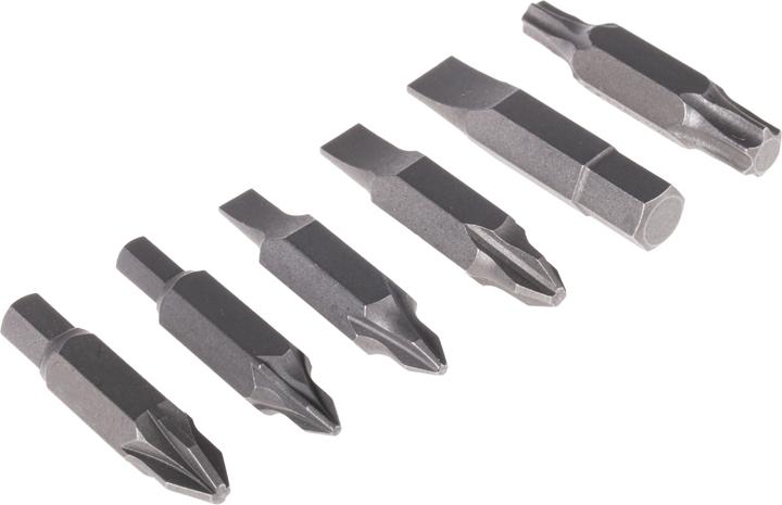 Actual product image RS PRO Slotted, Phillips, Pozidriv, Torx screwdriver bit set, 7 pieces (Cross Phillips PH, Cross Pozidriv PZ, Screw slot)