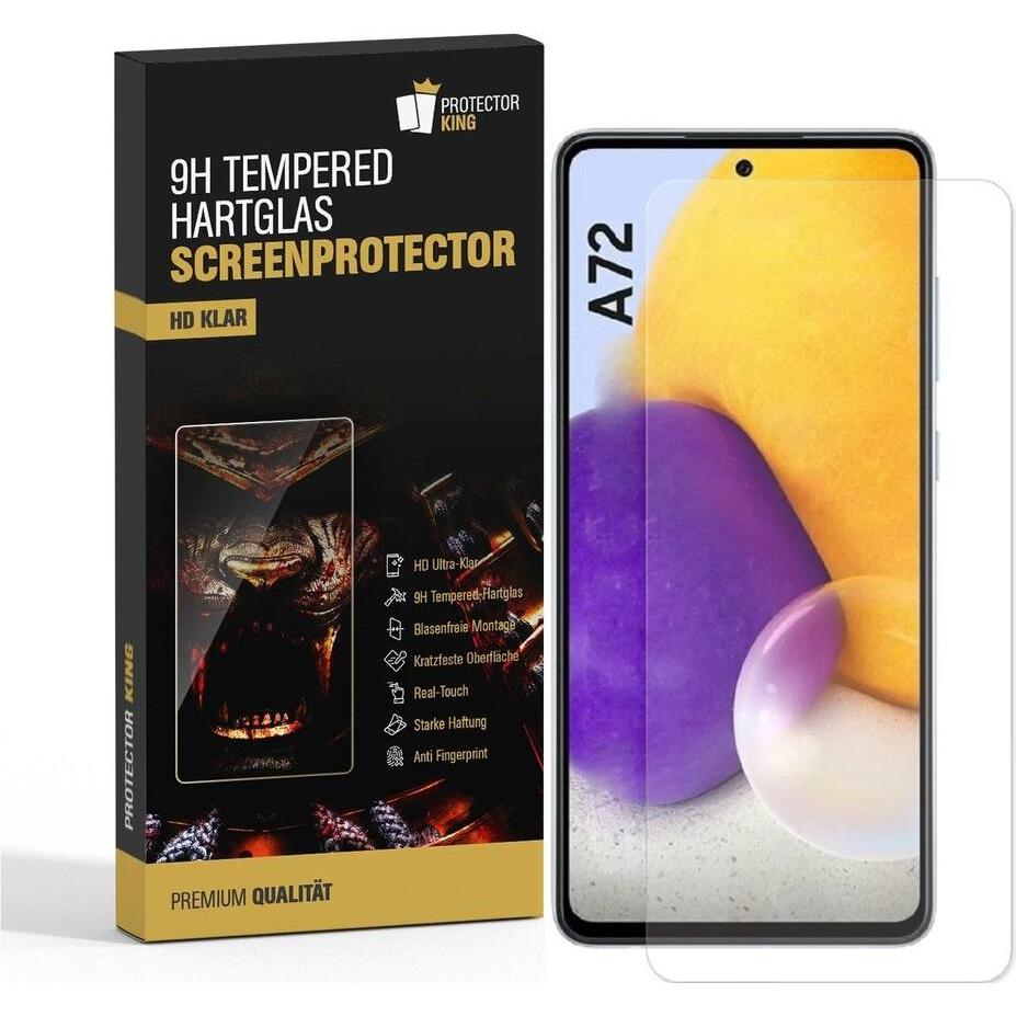Protectorking 3x echtes Tempered 9H Panzerhartglas 3D KLAR (3 Stück, Samsung Galaxy A72), Smartphone Schutzfolie
