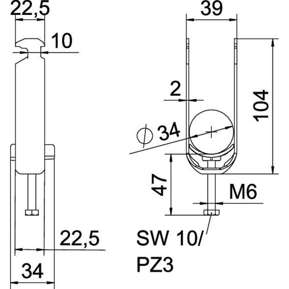 Thumbnail - OBO Bettermann, Kabelhalter, BS-H2-K-34 FT Bügelschelle 2056 2f 28-34mm tauchfeuerverzinkt 1186230