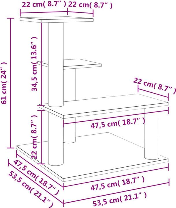 Produktbild vidaXL Kratzbaum (61 cm, Hellgrau)