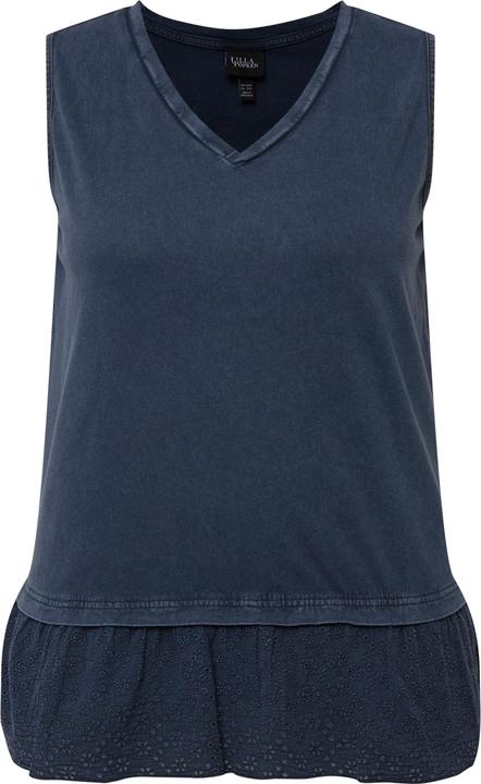 Immagine prodotto Ulla Popken Top smanicato con bordura ricamata e scollo a V (62)
