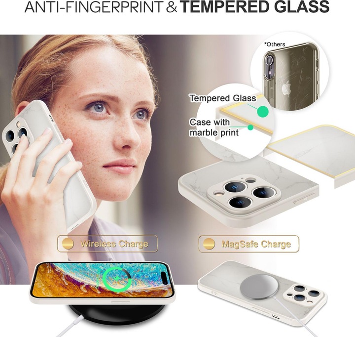Immagine prodotto Nalia Copertura in vetro temperato effetto marmo (Apple iPhone 14 Pro)