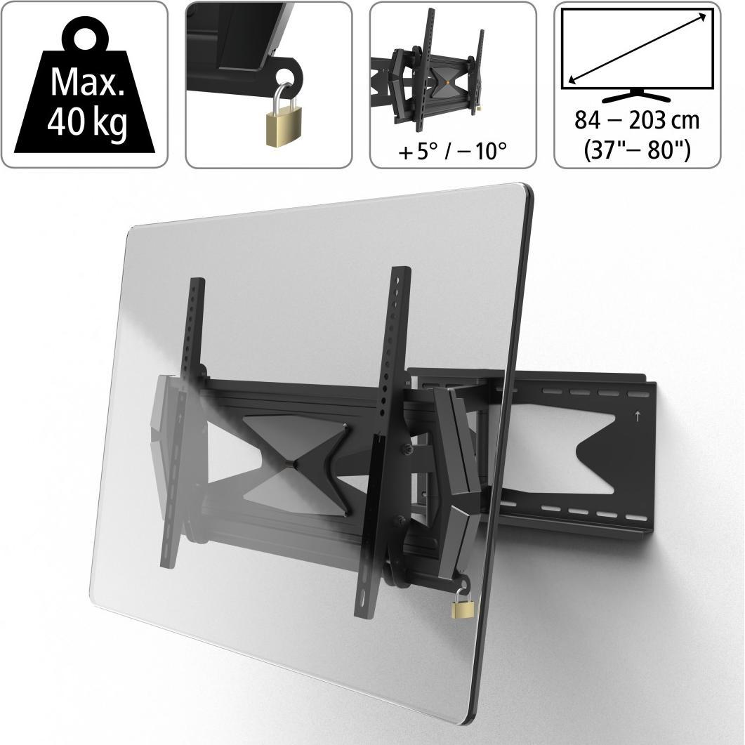 Thumbnail - Hama TV-Wandhalterung, schwenkbar, neigbar, Diebstahlschutz, 203 cm (80"), 40 kg (Wand, 80", 40 kg), TV Wandhalterung, S...