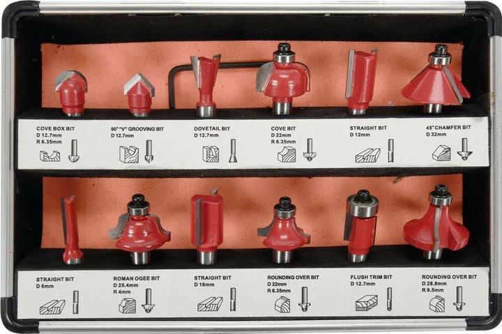 Yato Jeu de fraises à bois en coffret 12 pcs. YT-68005