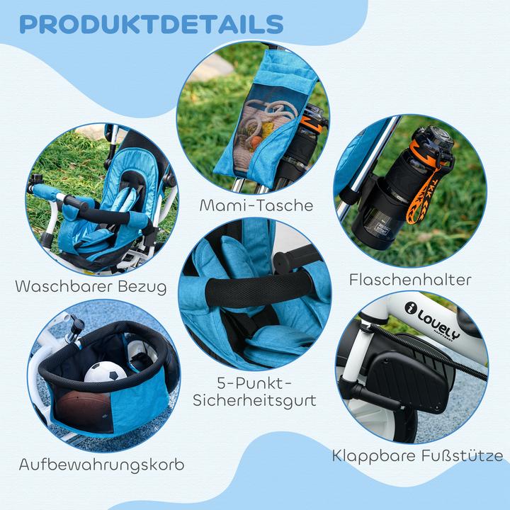 Produktbild Homcom Kinderdreirad Polyester, Metall Hellblau