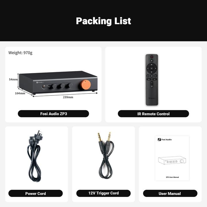 Actual product image Fosi Audio ZP3, 2.0 Kanal Vorverstärker (Amplifier)