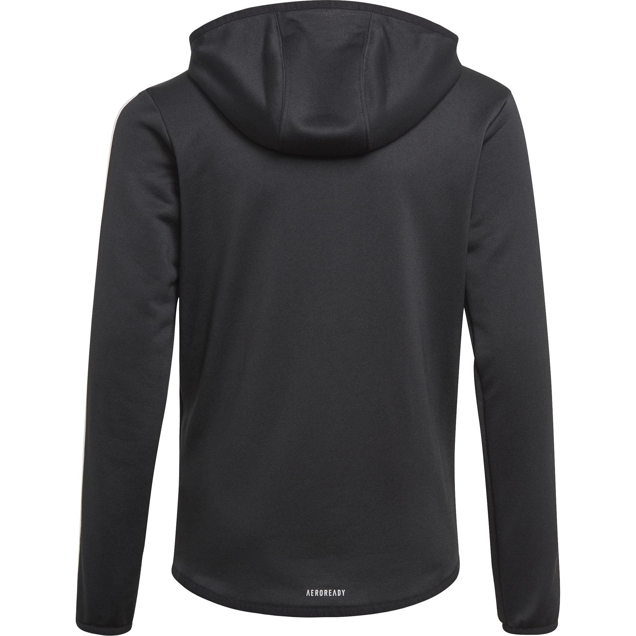 Thumbnail - adidas, Unisex, Pullover, Boy's 3 Stripes Full Zip Hoodie, Weiss, Schwarz, (134)