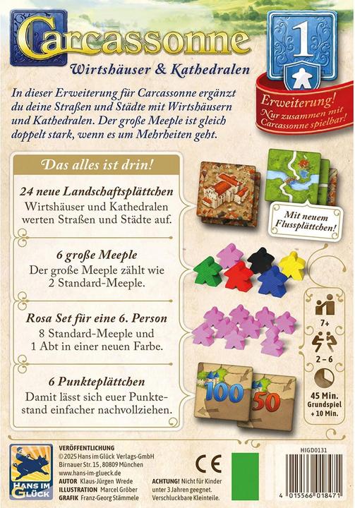 Produktbild Hans im Glück Carcassonne - Wirtshäuser und Kathedralen (Deutsch, 2 - 6 Spieler)