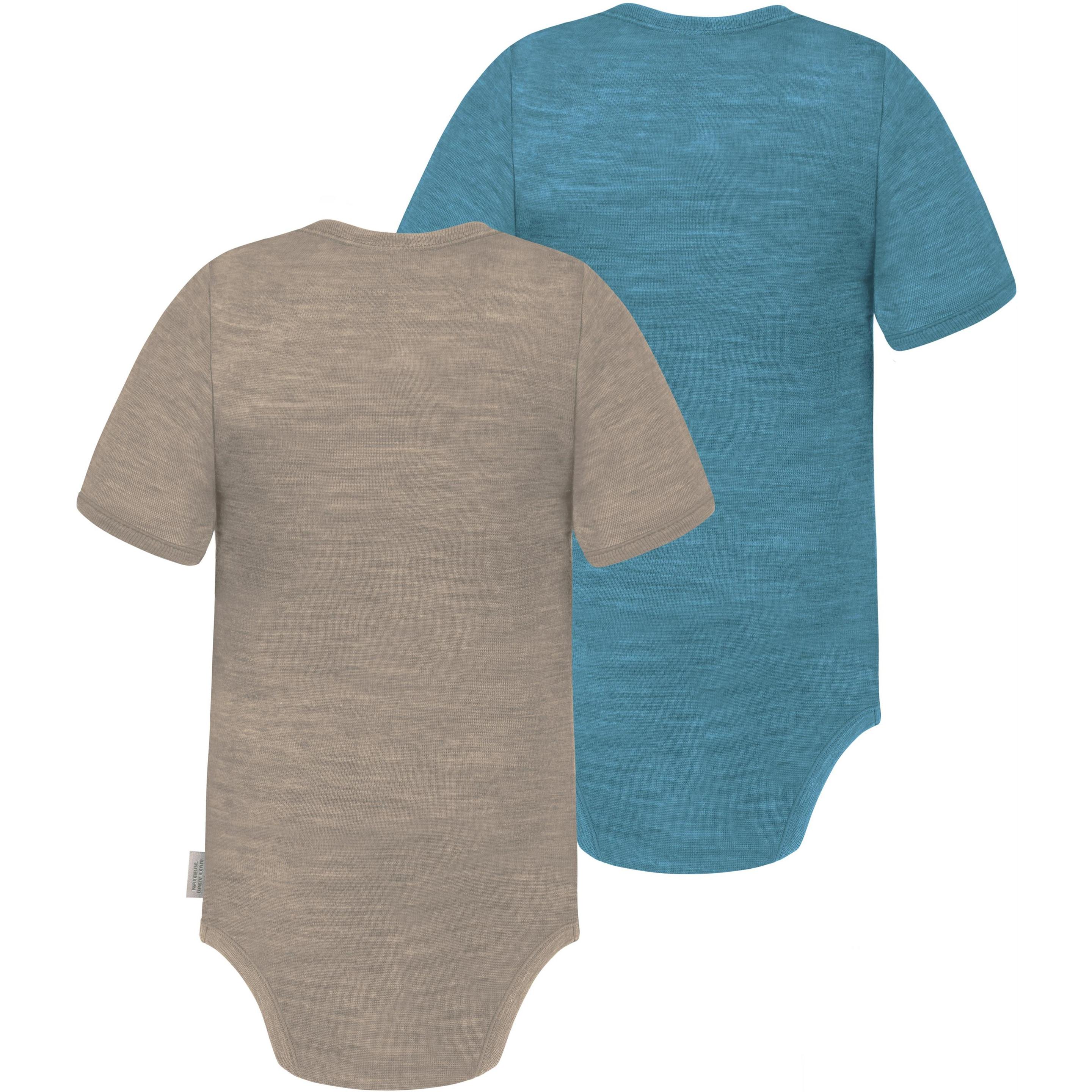 Thumbnail - Normani, Herren, Body, 2er Set Baby Merino Body Kurzarm „Tauranga" - 9293, Beige, (56)