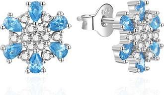 Image du produit Agato - Silver earrings Snowflakes with blue zircons AGT-E010PLB