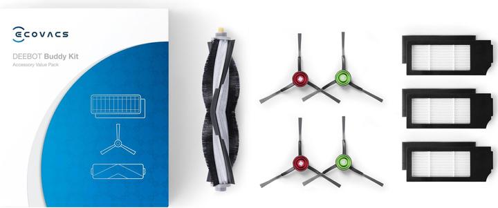 Produktbild Ecovacs Priedas Kit D-KT01-0017 4x Side Brushes, 1x Main, 3x High Efficiency Filters, 1x Cleaning Tool, Sui