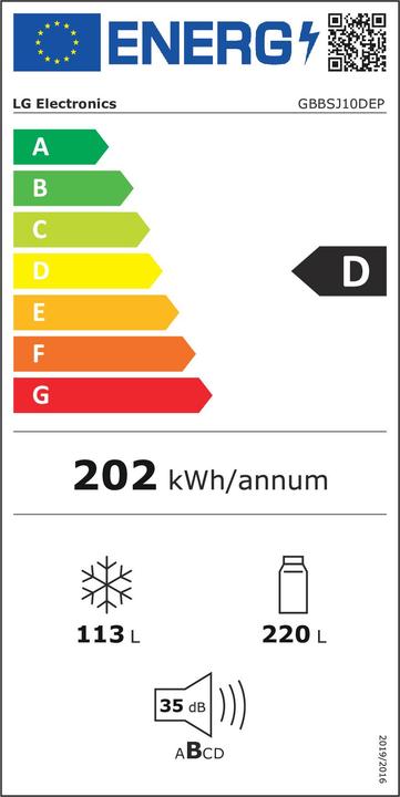 Energie-Label LG Kombikühlschrank, Frei stehend 333 L (333 l)