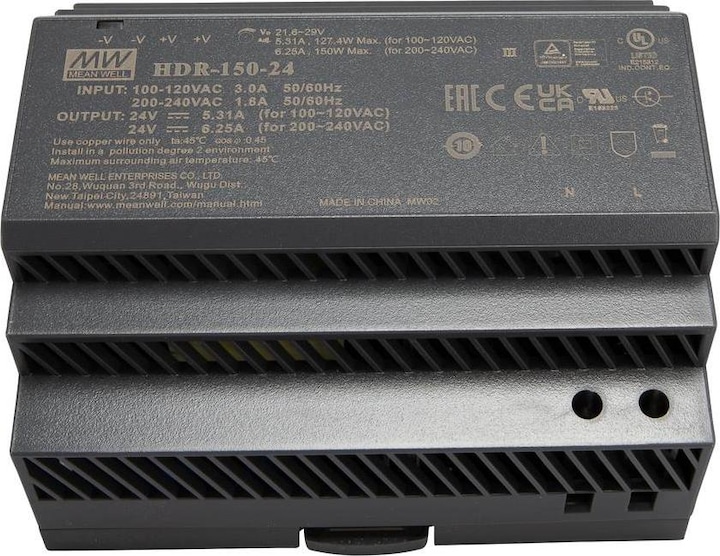 Image du produit MeanWell HDR-150-24 Alimentation sur rail DIN 24 V/DC 150 W 1 x