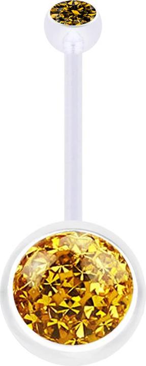 Immagine prodotto Star Piercing Banana trasparente con cristallo a sfera topazio e strato protettivo epossidico di cristallo a (Materiale sintetico, senza ottone)