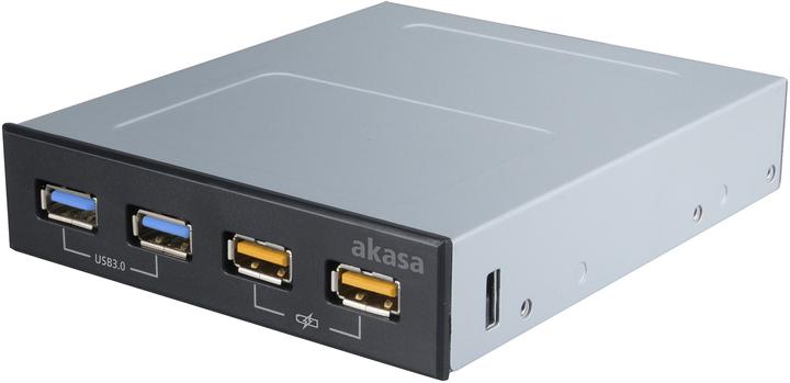 Produktbild Akasa AK-ICR-25 Anschlüsse am vorderen Bedienfeld des Speicherschachts