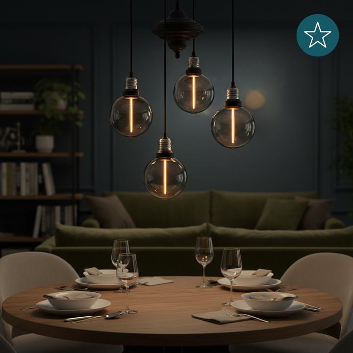 Produktbild Luxula LED-Filament-Lampe, Line Smoke Globe, E27, 2W, 40lm, 1800K (E27, 40 lm, 1x)