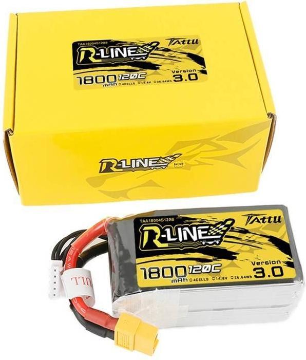 Immagine prodotto Tattu Batteria RC LiPo 1800 mAh 14,8 V 120C R-Line V3.0 (14.80 V, 1800 mAh)