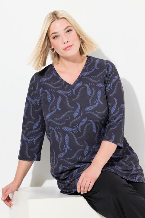 Actual product image Ulla Popken Matte Jersey Feather Print Tunic (56)