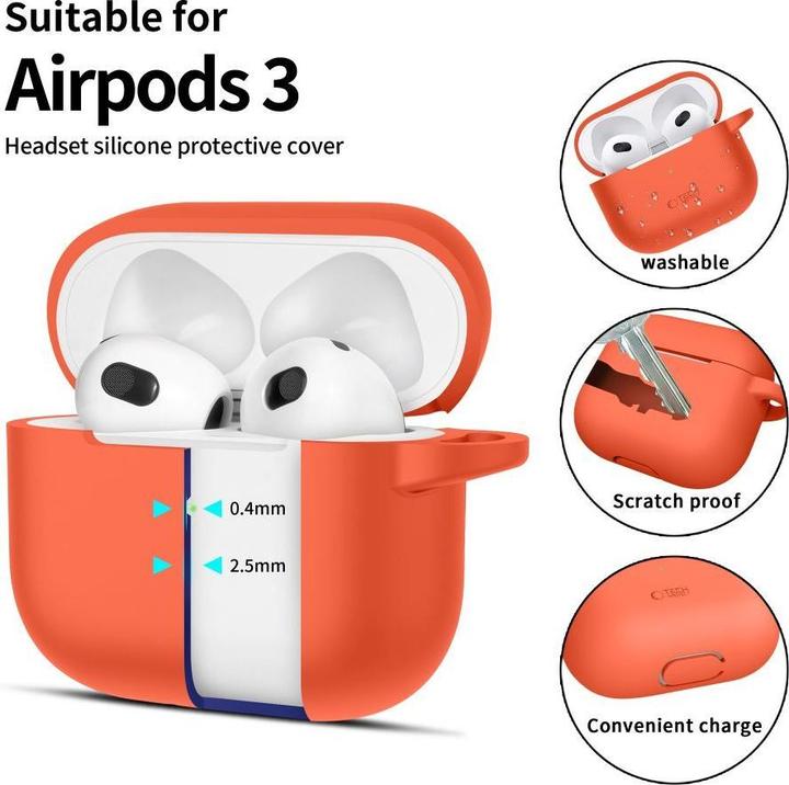 Produktbild Tech-Protect Silicone Hook Case for Apple AirPods 3 - Orange (Kopfhörer Tasche)